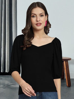 Dream Beauty Fashion Casual Solid Women Black Top