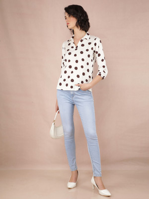 CRIMSOUNE CLUB Casual Printed Women Brown Top