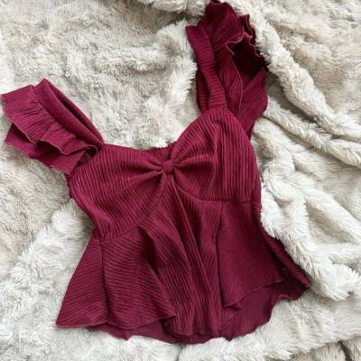 Tops Nova Casual Self Design Women Maroon Top
