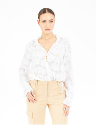 GUESS Casual Self Design Women White Top