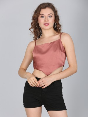 NYXCLOSET Casual Solid Women Brown Top