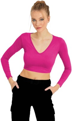 THE BLAZZE Casual Solid Women Pink Top
