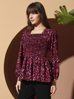 ZWERLON Casual Printed Women Purple Top