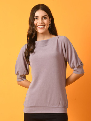 Dressberry Casual Solid Women Purple Top