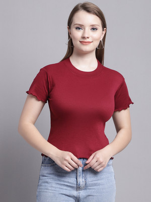 bamboo breeze Casual Solid Women Maroon Top