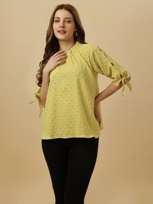GUFRINA Casual Embroidered Women Green Top