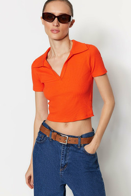 Redamancii Casual Solid Women Orange Top