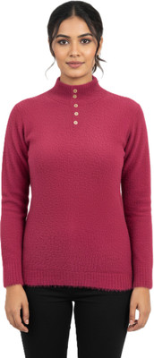 Kriti Solid Round Neck Casual Women Maroon Sweater