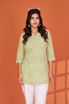 Oneclickshopping Party Printed Women Green, White Top