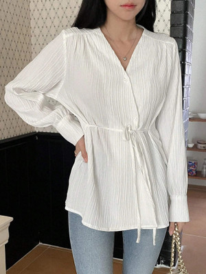 Leriya Fashion Casual Solid Women White Top