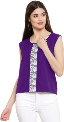 patrorna Casual Lace Women Purple Top