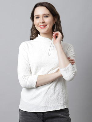 Jakanary Casual Self Design Women White Top