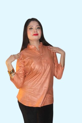 bakr creation Casual Solid Women Orange Top