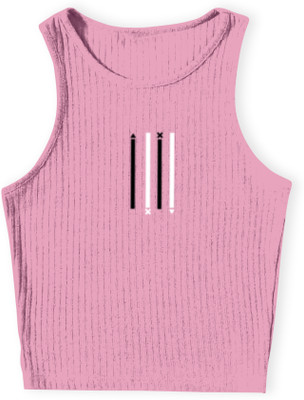Fashion And Youth Casual Striped Women Pink, Black Top