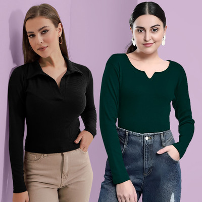 Maheshvi Casual Solid Women Dark Green Top