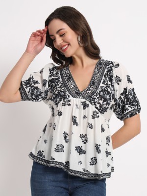 Veldress Casual Printed Women Black, White Top