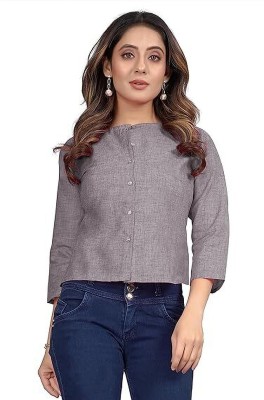 FASHIONsUp Casual Solid Women Grey Top