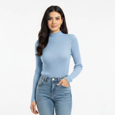flirty touch Casual Solid Women Blue Top