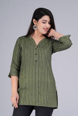 METRONAUT Casual Striped Women Black, Green Top
