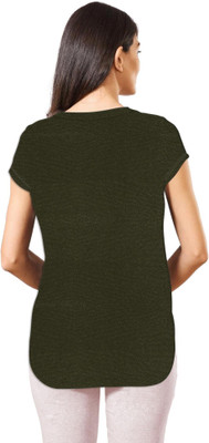 jovo Casual Solid Women Dark Green Top