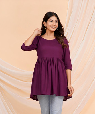 Mayshka Creation Casual Solid Women Maroon Top