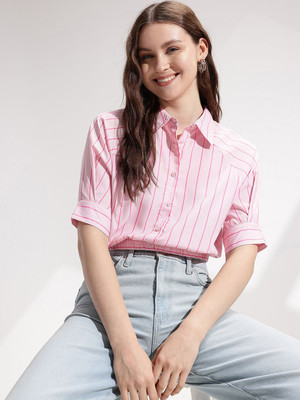 encore by INVICTUS Casual Striped Women Pink Top