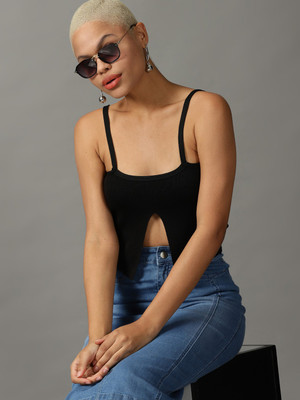 SHOWOFFFF Casual Solid Women Black Top