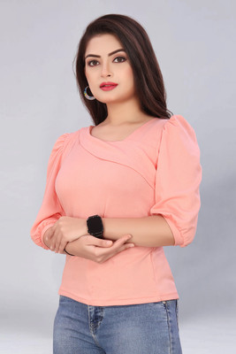 ugam traders Party Solid Women Pink Top