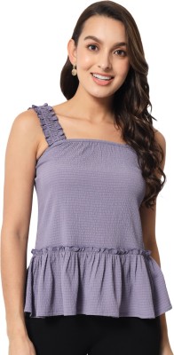 ALL WAYS YOU Casual Solid Women Purple Top