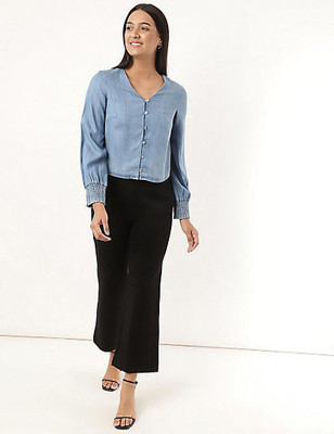 MARKS & SPENCER Casual Solid Women Blue Top