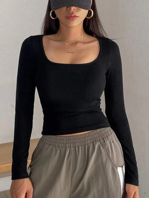 Dream Beauty Fashion Casual Solid Women Black Top