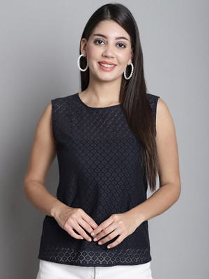 Dressitude Casual Self Design Women Grey Top