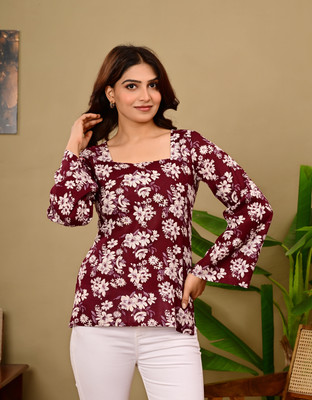 BHAVNA FAB Casual Floral Print Women Pink Top
