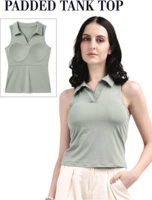 EVELVIE Casual Solid, Self Design Women Black Top