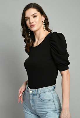 Arbiter Collection Casual Solid Women Black Top