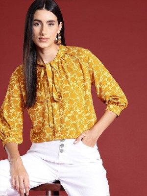 all about you Casual Printed Women Yellow, Orange Top