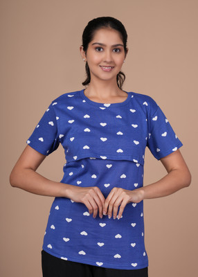 Mayaval Casual Printed Women Blue Top