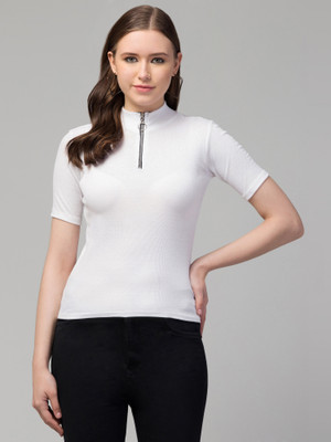 Alveen Empire Casual Solid Women White Top