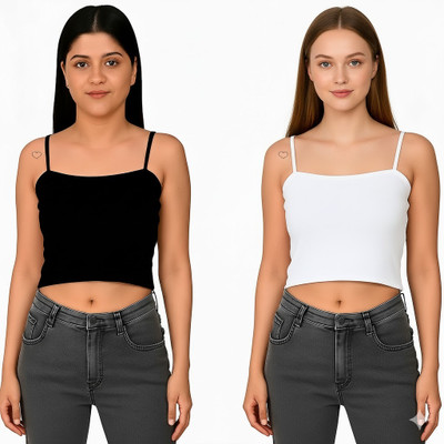 MIXFIT Casual Solid Women White, Black Top