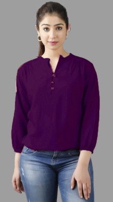 RJ FASHION Casual Solid Women Purple Top