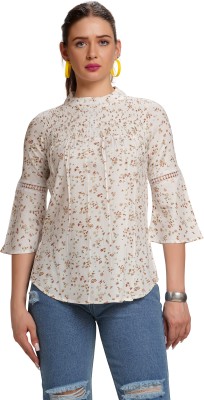 mequeen Formal Printed Women Beige Top