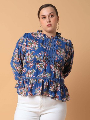 Showoff Casual Printed Women Blue Top