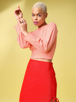 PURVAJA Party Printed Women Pink Top