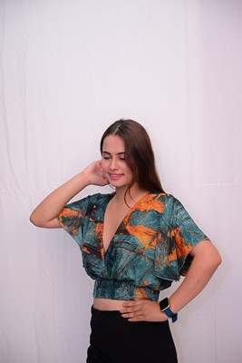 unique pushkar Casual Printed Women Green Top
