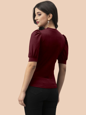 LADY SHOPI Casual Solid Women Maroon Top
