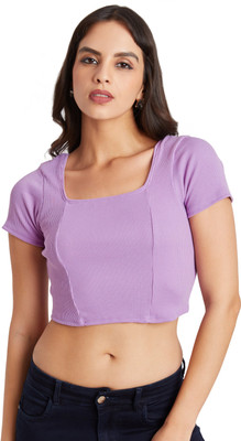 Berry Bird Casual Self Design Women Purple Top