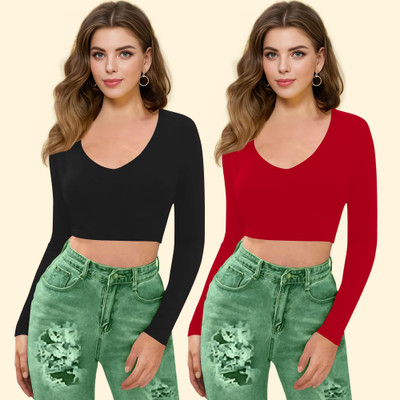 Maheshvi Casual Solid Women Red Top