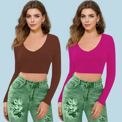 Maheshvi Casual Solid Women Pink Top
