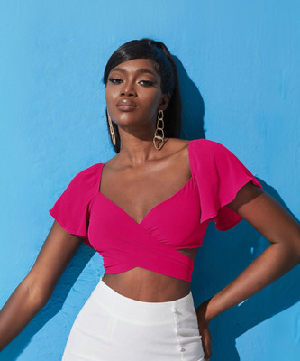 KOTTY Casual Solid Women Pink Top