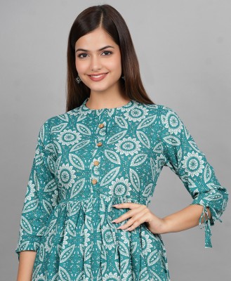 ANDIVYA Casual Printed Women Blue, White Top